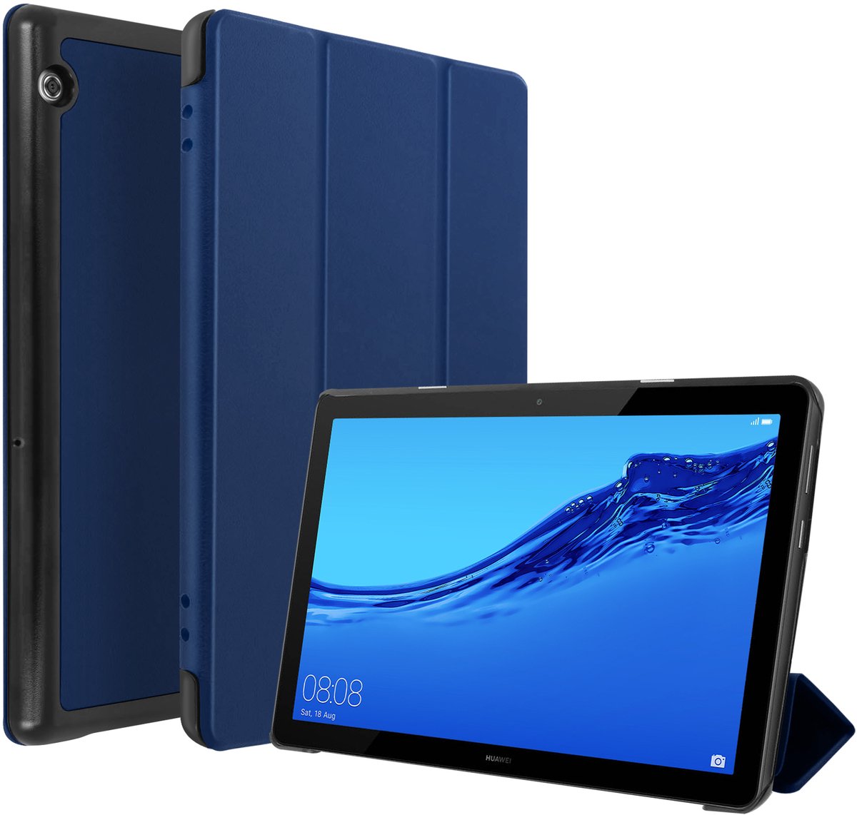 Avizar Hoesje Geschikt voor Huawei Mediapad T5 10'' Opvouwbare Flap Video Toetsenbordhouder, Nachtblauw
