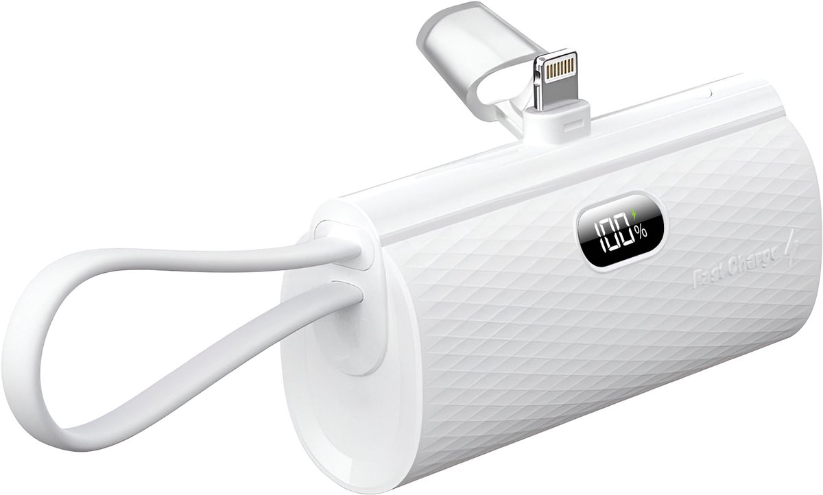 Forcell, Powerbank / Externe Batterij 5.000mAh - Met Geschikt voor Apple iPhone Lightning & USB-C Connector - 20W, Wit