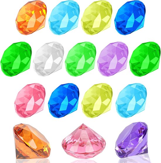 Diamond Kids - 16 Pieces Acrylic Diamonds voor Kinderen - Acryl Gemsteen Speelgoed - Diamant Kristallen voor Tafel Decoratie - Feest Geschenk - Trouwen - Zwemmen - Duiken Speelgoed