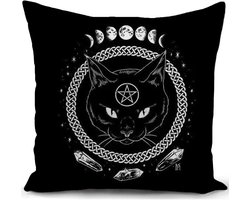 HUASHUZI Kussensloop 40x40 cm Kussen Gotisch kattenmotief therian Grunge Kamerdecoratie Accessoires Viking decoratie Emo Goth Punk Witchy Tarot Heks Fantasy Decoratie Cadeaus voor Vrouwen