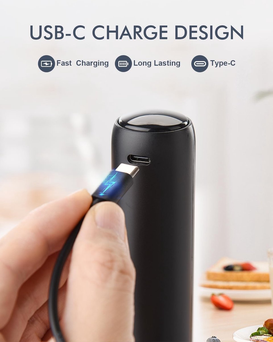 Melkopschuimer - melkopschuimer elektrisch - melkopschuimers - melkopschuimer electrisch - melk opschuimer - Elektrische melkopschuimer - USB oplaadbare mini-melkopschuimer - voor koffie/latte/cappuccino/warme chocolademelk — cadeau in Kookcadeaus - foto 4