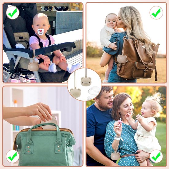 BPA-Vrije Siliconen Fopspeenhouder met Veilige Opslag en Ophangclip voor Baby's van BPA — afbeelding 2