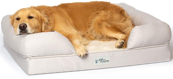 PetFusion Hondenbed Grote Hondenbank, Wasbaar Memory Foam Huisdierbed, Ultiem Bed voor Honden, Afneembare Hoes, Comfortabel, Zacht Bed met Kussen voor Middelgrote en Grote Honden,