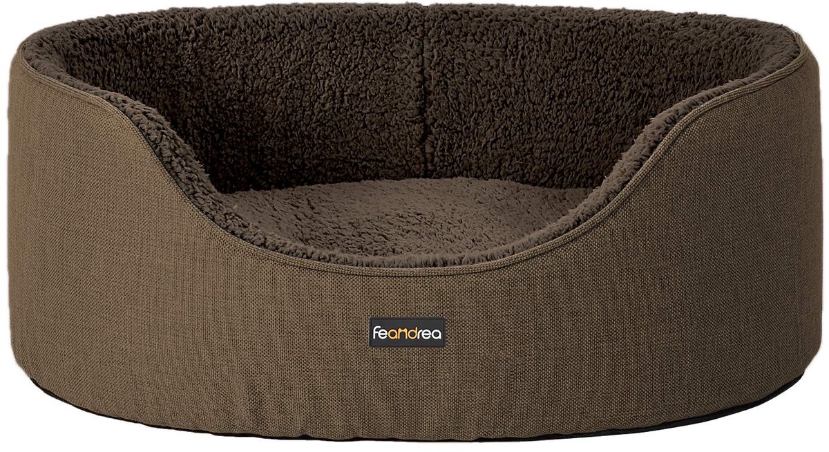 Feandrea hondenbed, hondenmand, omkeerbaar kussen, 73 x 60 x 27 cm, bruin PGW031K01