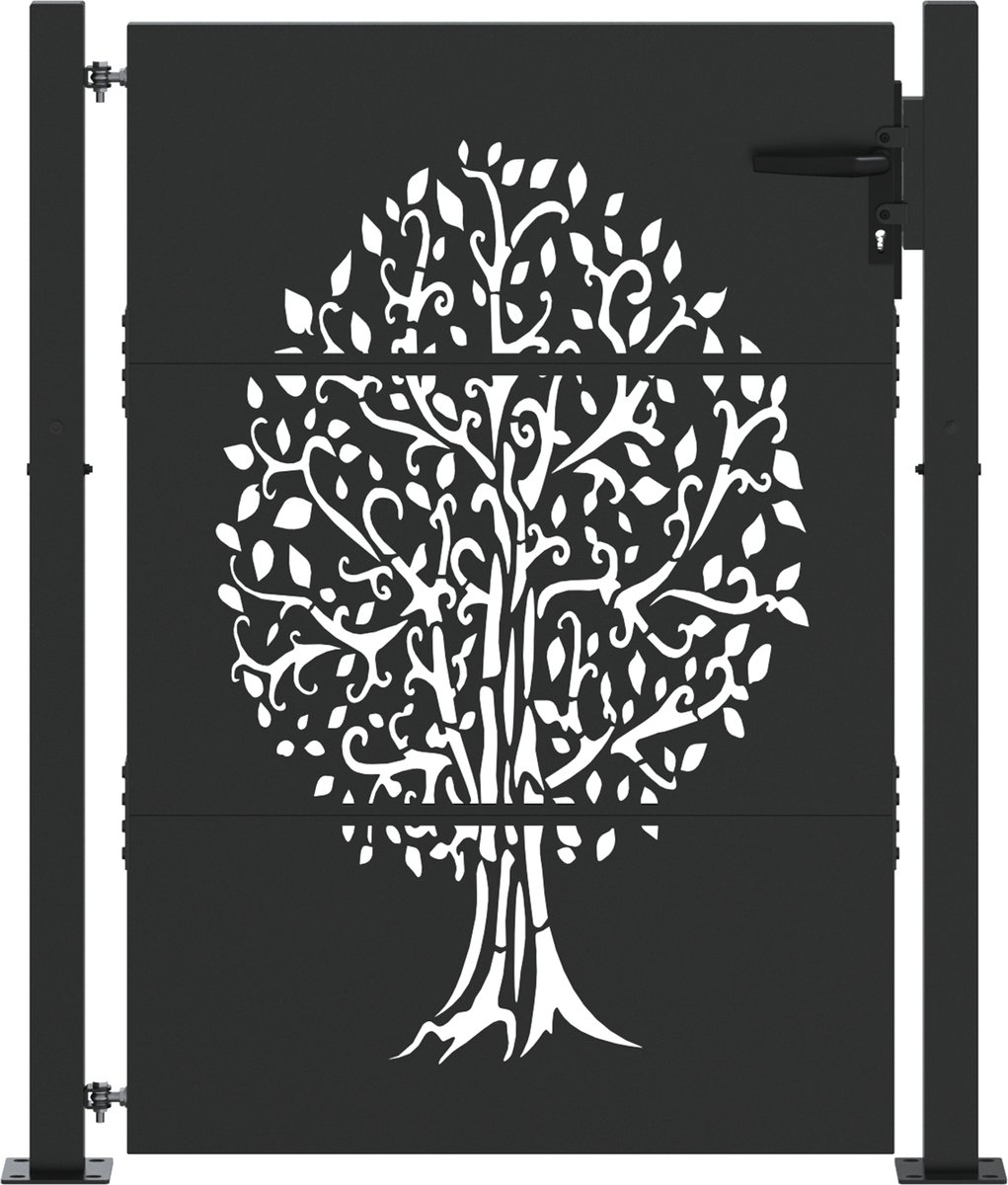 vidaXL - Tuinpoort - met - slot - Zwart - 110 - x - 130 - cm - Poedercoated - staal
