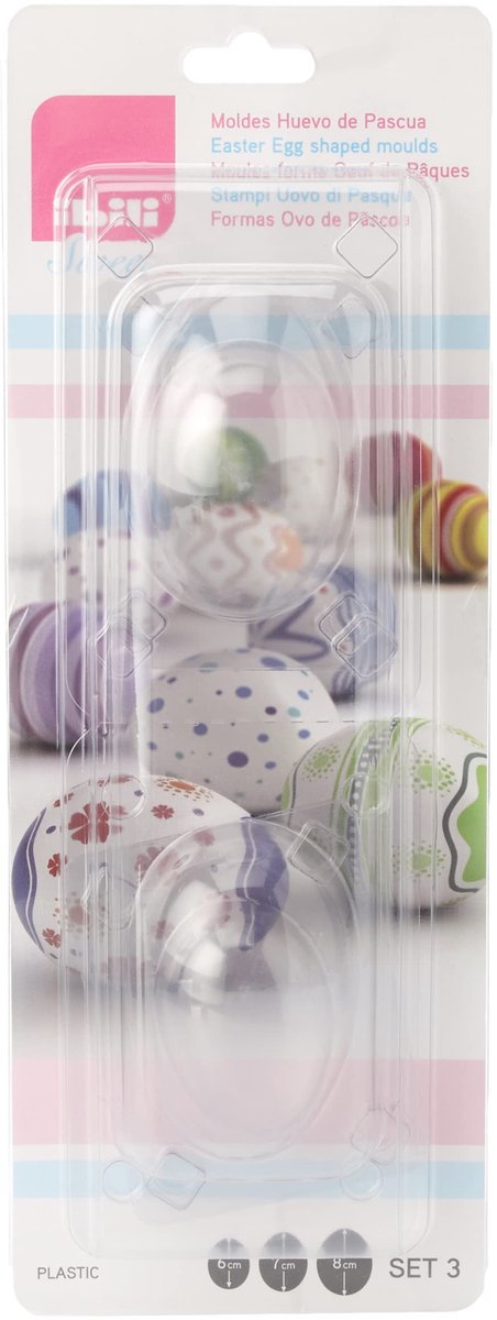 Ibili 791800 Set van 3 paaseivormen, 6 + 7 + 8 cm