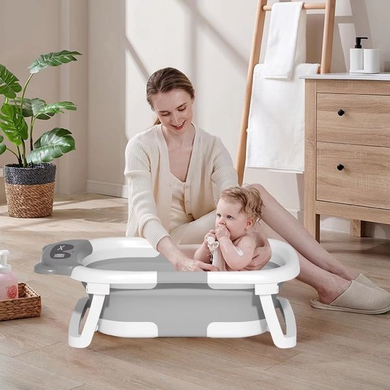 Babybadje Vortex - Groen - Temperatuurweergave - Baby bad met standaard - Zitbad - Kinderbad - Opvouwbaar — afbeelding 5