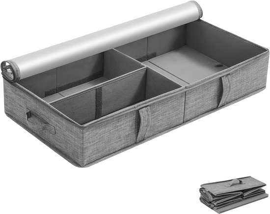 Unyqoos® Set van 2 opbergzakken voor onder het bed met deksel in grijze