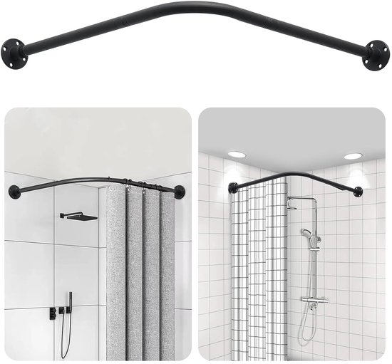 Tringle à rideau de douche réglable en L - Acier inoxydable - Lot de 2