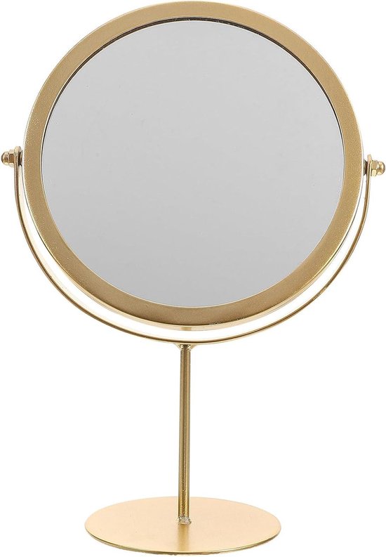 Foto: Zeynomax draagbare ronde make upspiegel met standaard gouden dubbelzijdige spiegel decoratief item voor de slaapkamer cosmetica tafelspiegel met 2x vergroting 