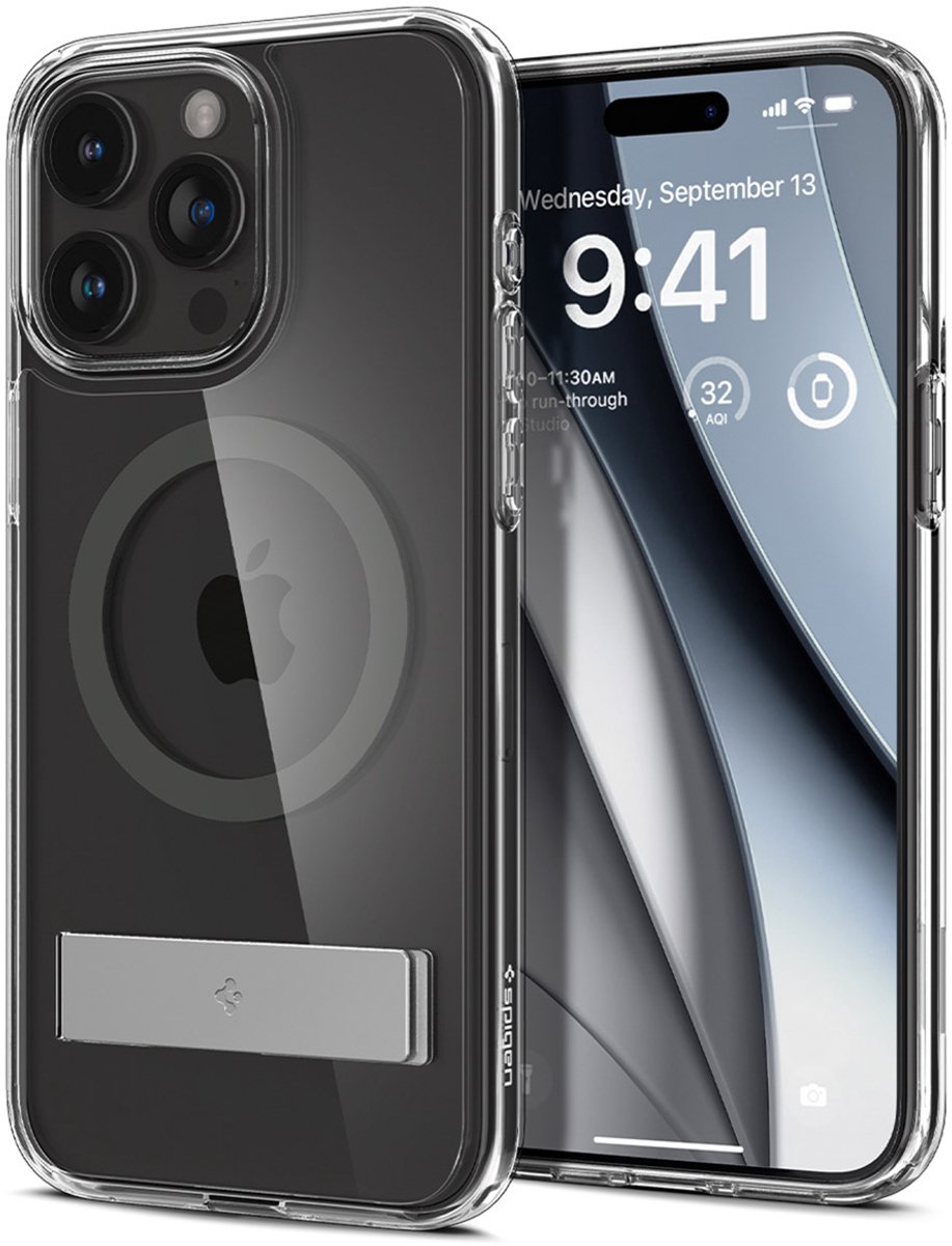 Spigen Ultra Hybrid S MagFit hoesje geschikt voor iPhone 15 Pro - Grijs