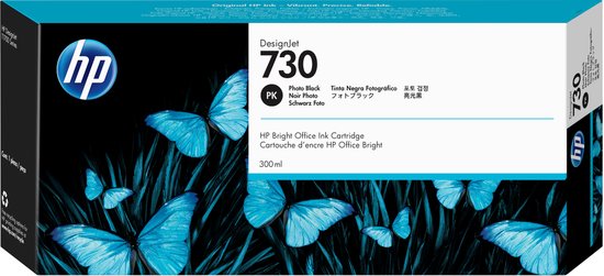 HP Original Ink Cartridge HP Cartucho de tinta HP DesignJet 730 negro fotográfico de 300 ml Black