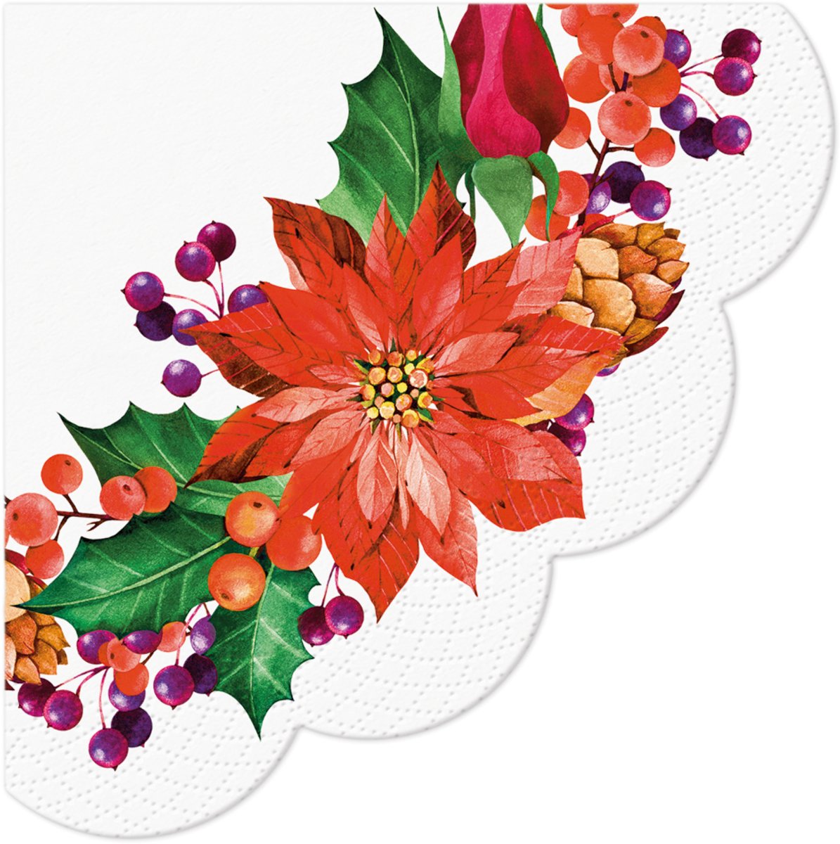PAW - Ronde servetten - Poinsettia With Cones