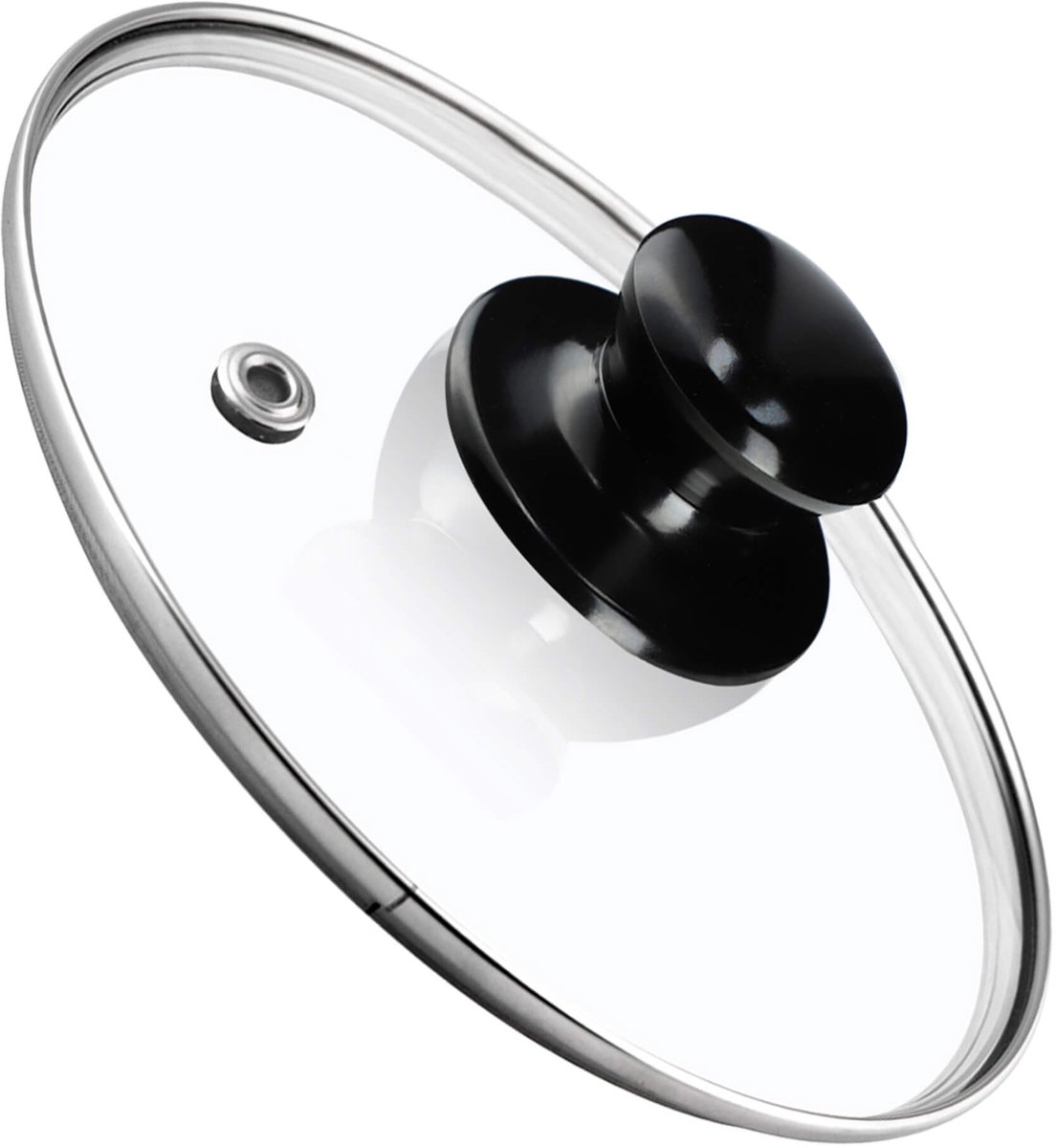 KADAX K7883 Pandeksel universeel deksel van glas met glanzend zwarte handgreep hittebestendig deksel in verschillende maten pannendeksel glazen deksel voor pot pan (28 cm)