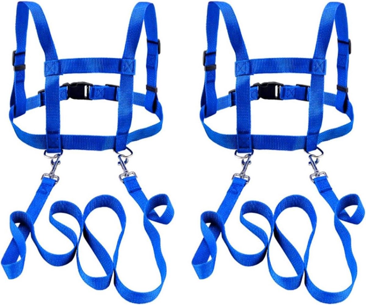 JGS Premium - Paardenlijn en -riem set voor kinderen | Blauw paardenspeelgoed | Verstelbaar harnas | Rollenspel outdoor speelgoed | Vanaf 3 jaar | 2 stuks