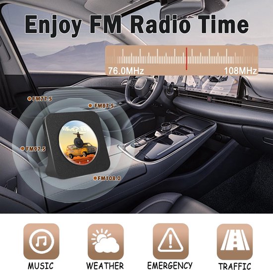 Draagbare CD Speler met Radio - Bluetooth - AUX — afbeelding 4
