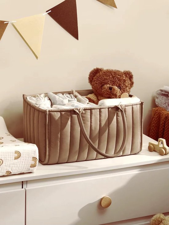 Baby Luiermand - Commodemandje Waterbestendig - Luiertas - Opbergmand - Luier Organizer - Bruin - Kraamcadeau — afbeelding 3