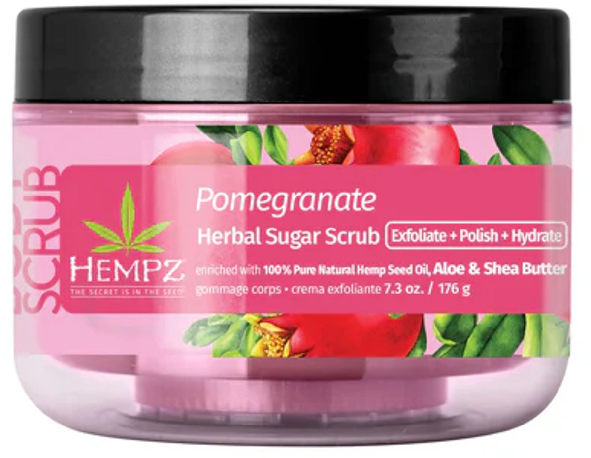 Hempz Original Pomegranate Herbal Sugar Scrub 176 g - Body Scrub Lichaam en Gezicht - Bodyscrub voor Dames en Heren - Granaatappel