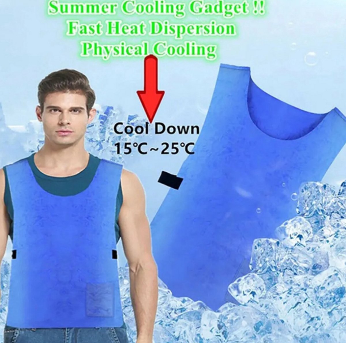 Lichtgewicht Zomerkoelvest Zonder Koeling – Waterdicht Sportstof Onderhemd – Ademend, Comfortabel & Veilig Koelvest voor Sport, Werk & Outdoor