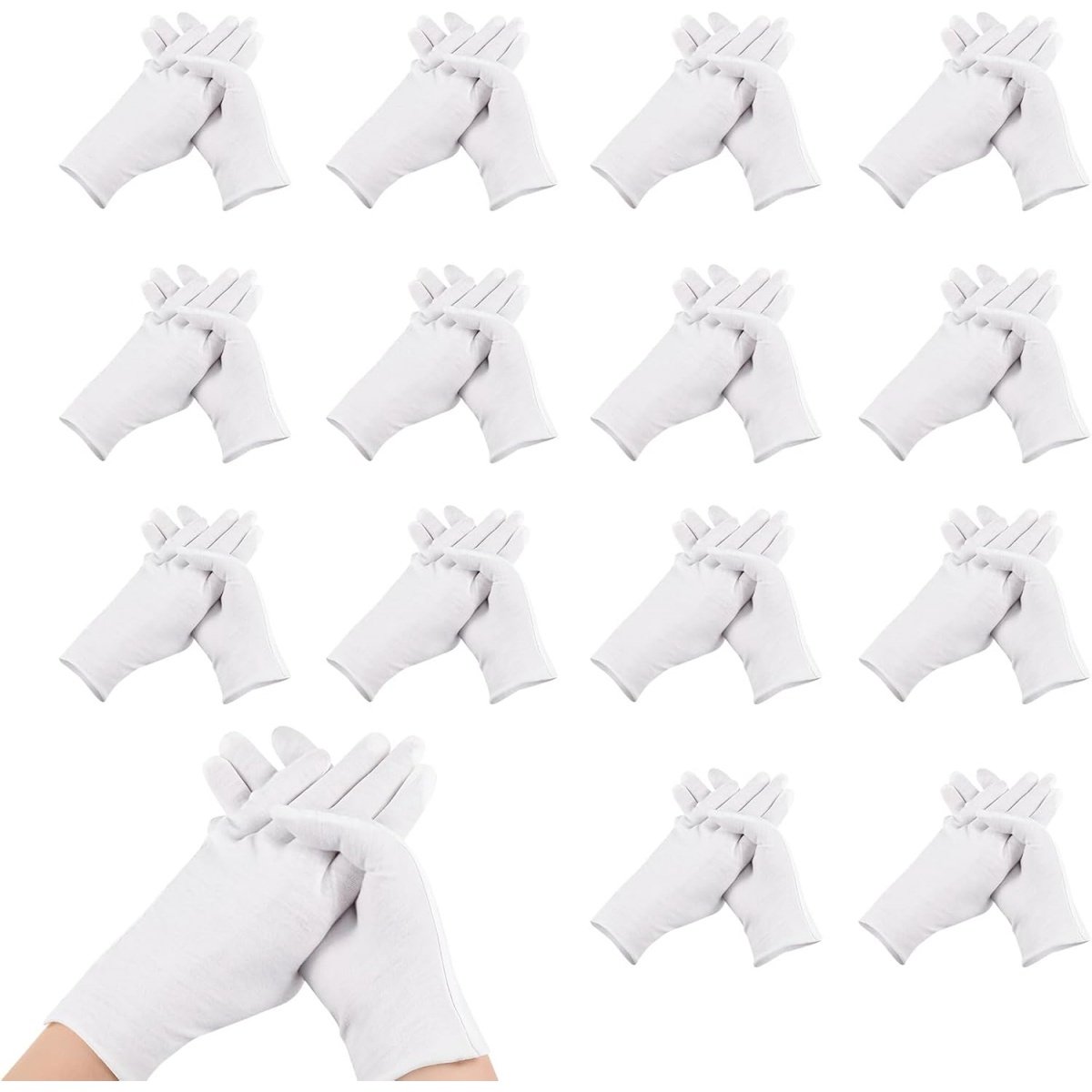 EXCITAT Handschoenen - Serveerhandschoenen - Katoenen handschoenen - geschikt voor droge handen, hydratatie, make-up, eczeem, spa- en muntjuweleninspectie - 12 paar - Wit