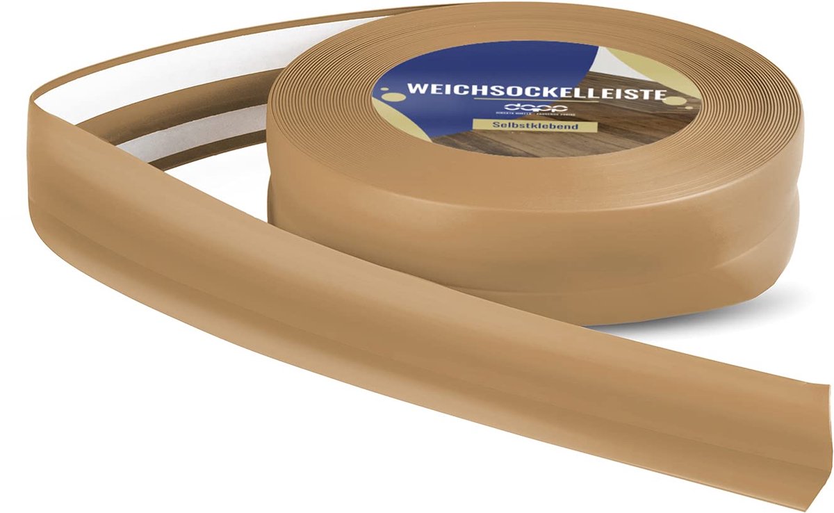 DQ-PP ZACHTE PLINT - 50 m (2xw5m) - Honing - 32 x 23 mm - PVC - zelfklevend - knikhoek plinten rubberen strip plint hoekprofiel afsluitstrip vloerlijst