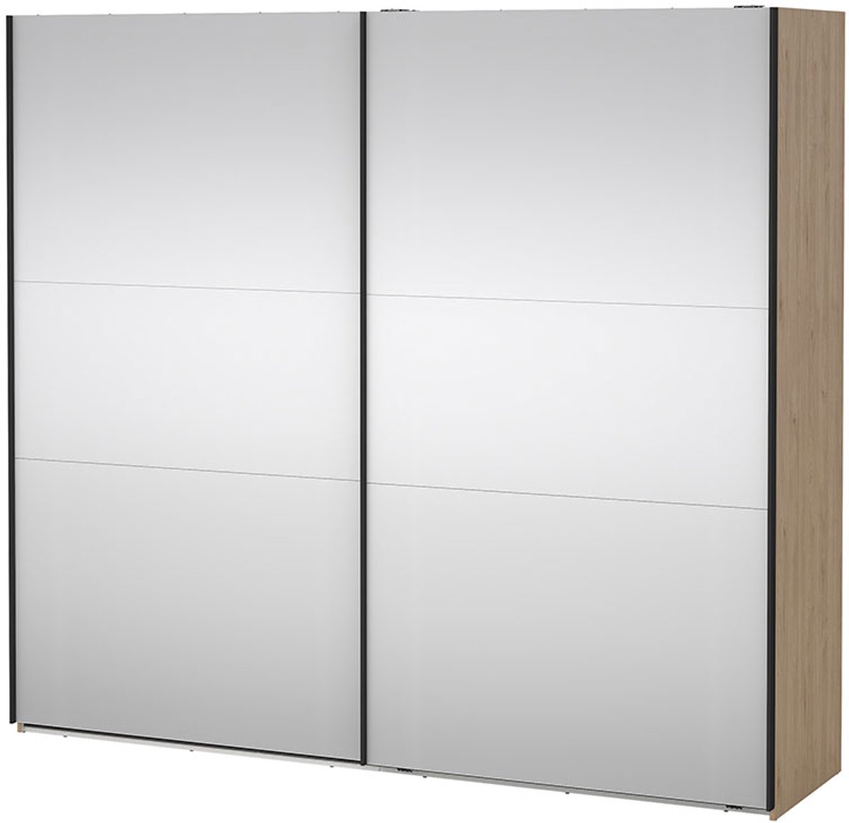Como schuifdeurkast 2 deuren met spiegel 245x220cm eikdecor.