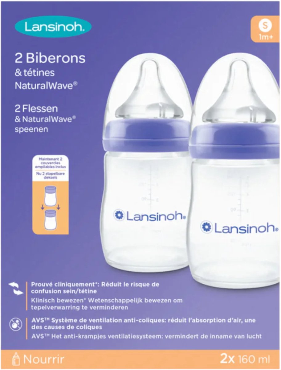 Lansinoh Drinkfles&NaturalWave Speen 160 ml 2 stuks