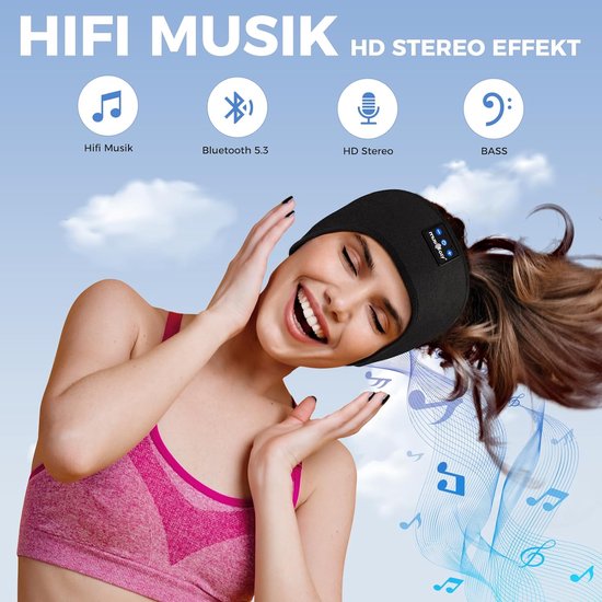 RFWR® Slaaphoofdtelefoon met Bluetooth 5.4 voor zijslapers - 14 uur speeltijd, hifi stereo hoofdtelefoon, ideaal voor sport en ontspanning van RFWR — afbeelding 4