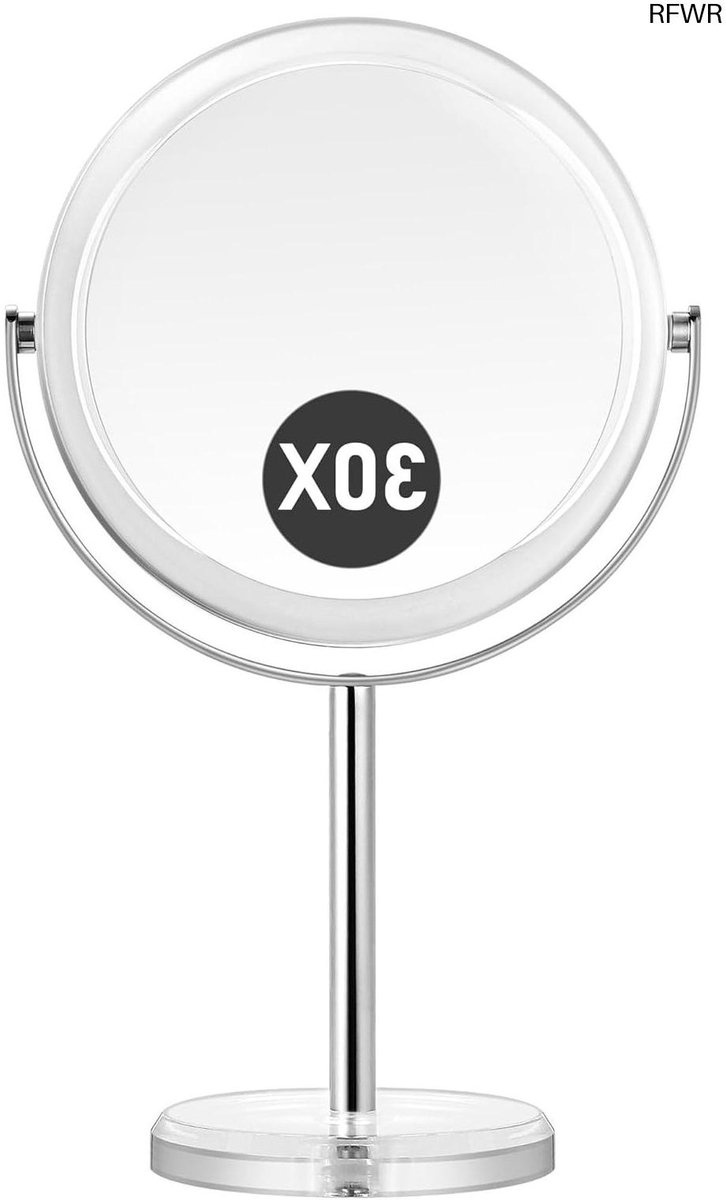 RFWR® Dubbelzijdige Make-upspiegel met 30x Vergroting en 360° Rotatie