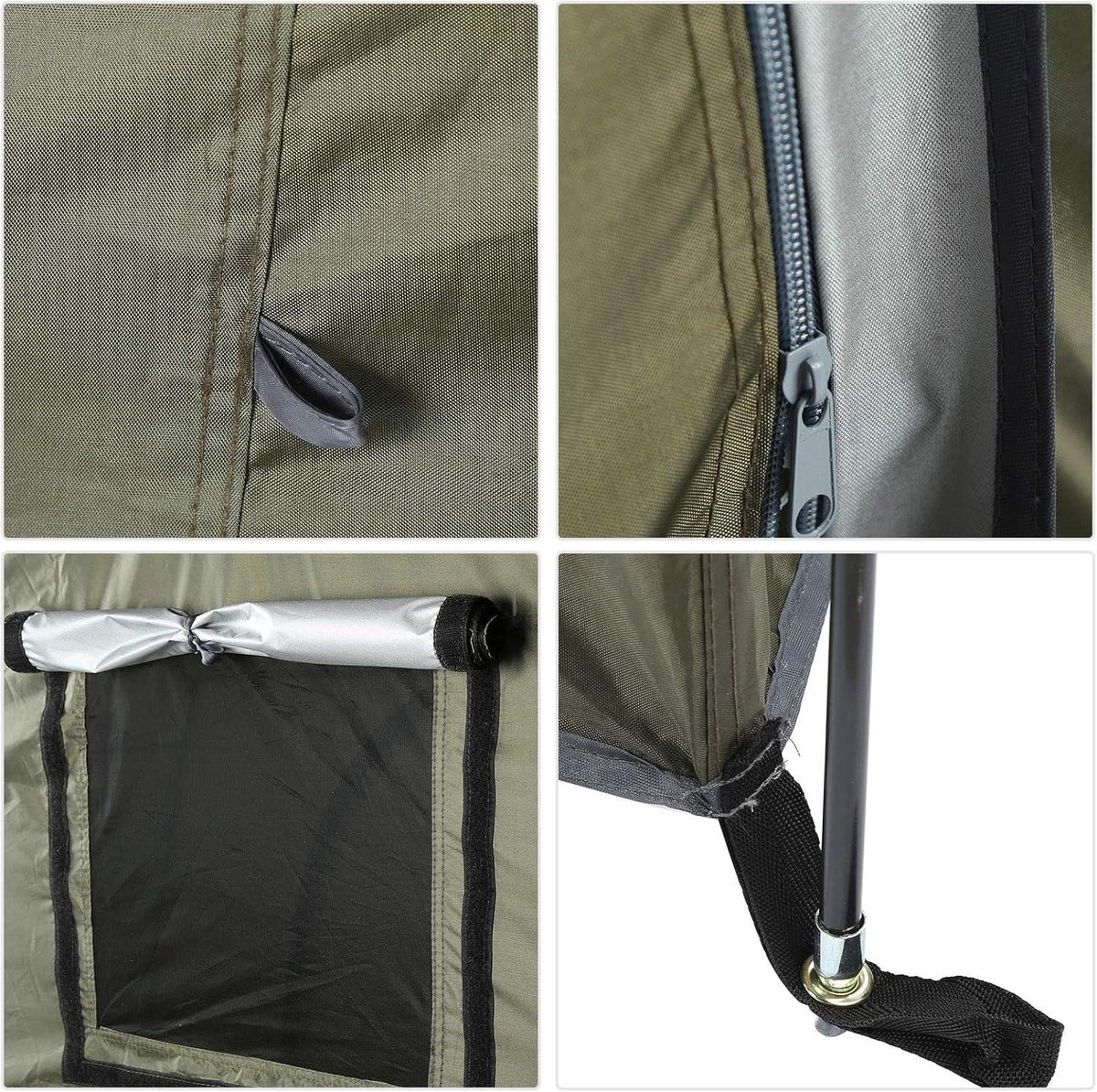 Allecto Plus - Waterdichte fietstent voor kamperen in de achtertuin - Army Green met fietsenstalling. Gemakkelijk op te zetten en opbergen. Beschermt jouw fiets tegen alle weersomstandigheden. Perfect voor buiten overnachten.