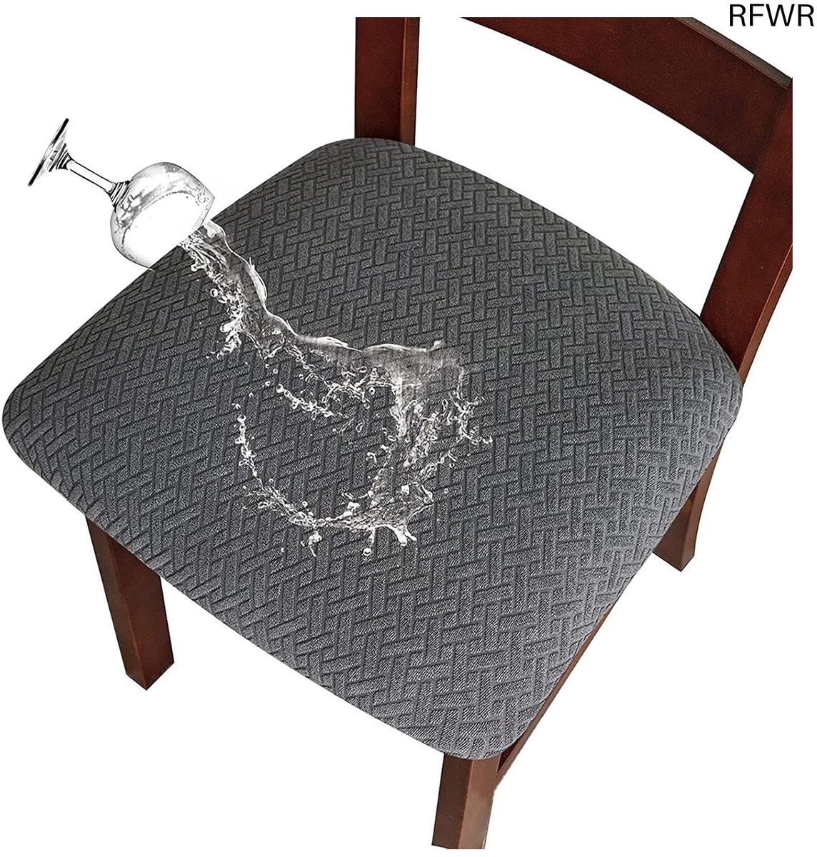 RFWR Set van 6 wasbare stretch stoelhoezen voor eetkamerstoelen - Grijs