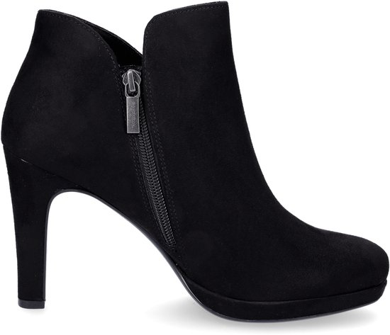 Tamaris DAMES Enkellaarzen, Vrouwen Enkellaarsjes,verwisselbaar voetbed,laarzen,halve laarzen,bootie,plat,BLACK,37 EU