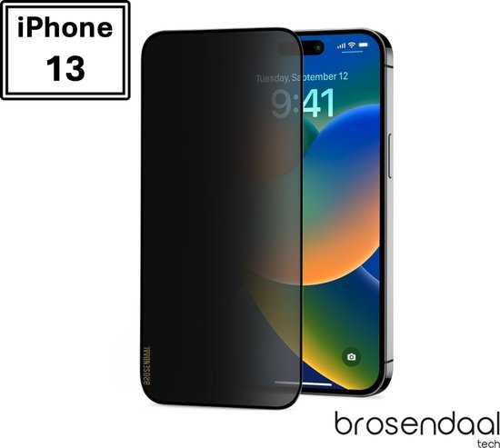 Brosendaal Protecteur d'écran confidentialité pour iPhone 13 – Verre confidentialité mat – Anti-reflet – Résistant aux rayures et aux chutes