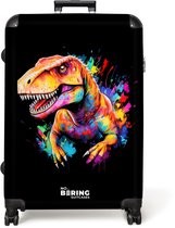 NoBoringSuitcases.com® - Grande valise - Valise légère - Dinosaurus avec graffitis colorés - Valise à 4 roues - Grande valise trolley XL - 98 litres de bagages