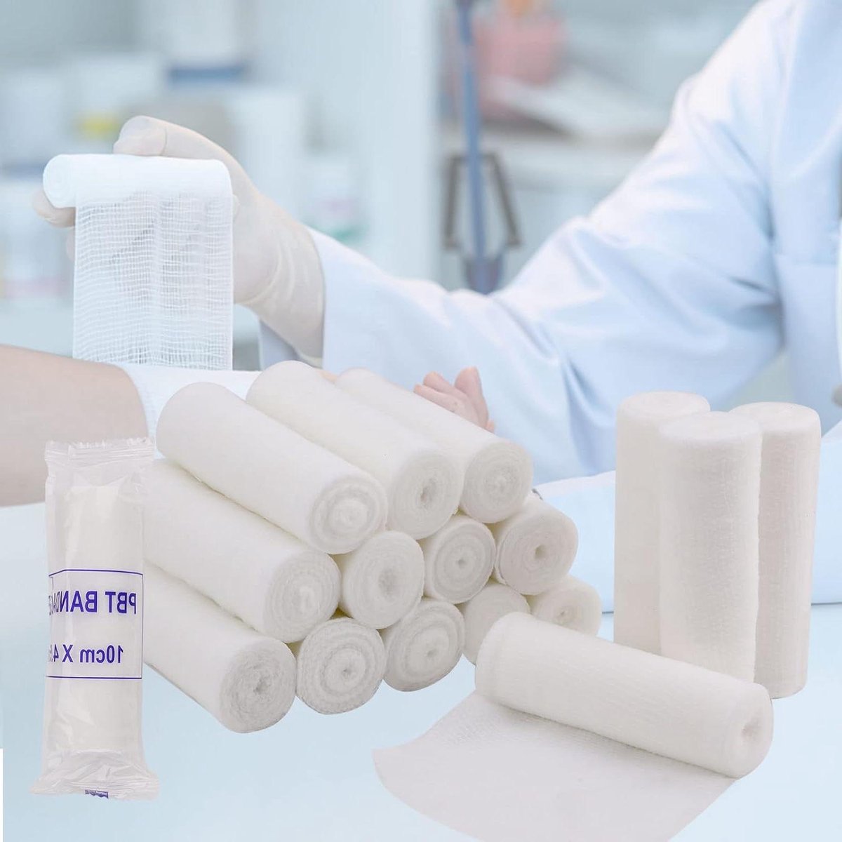 Premium Gaasverbandrol - 20 stuks | Medisch Gaas | Stretchverband Tape | Voor Wonden en EHBO-kit | 10 x 45 m