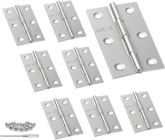 HATANSE Deurscharnieren, roestvrij staal, zwart, 10 cm, groot, zware belasting, verstelbaar, meubelbeslag met schroeven, voor houten deur, tuinpoort, buiten, 4 stuks