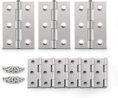 Allecto Plus - 20 stuks scharnieren voor inklapbare connectoren van roestvrij staal voor raamkastdeuren 44 mm x 32 mm - zilverkleurig