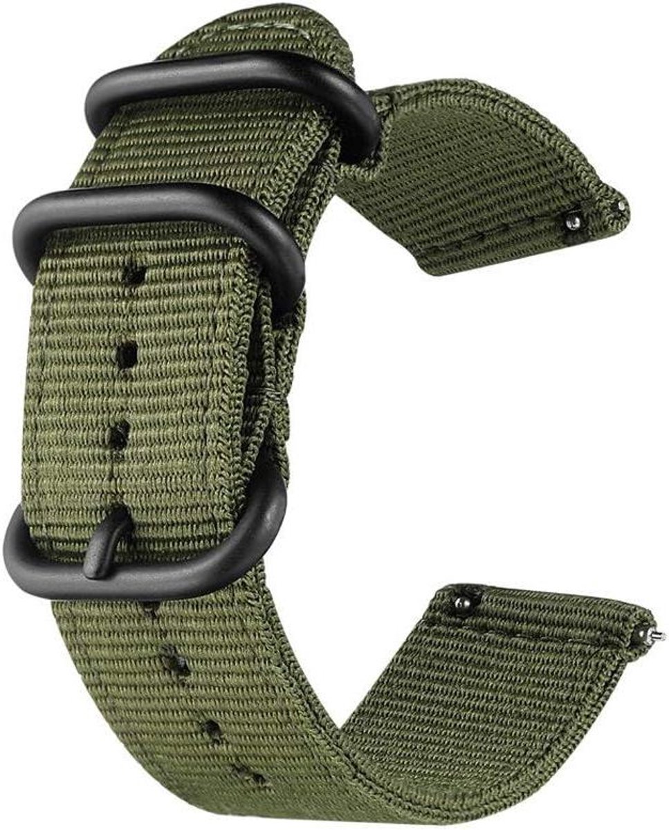 Universal Ballistic Horlogeband - Nylon Canvas - Verstelbaar - Groen - Voor Smartwatch en Fitness Tracker