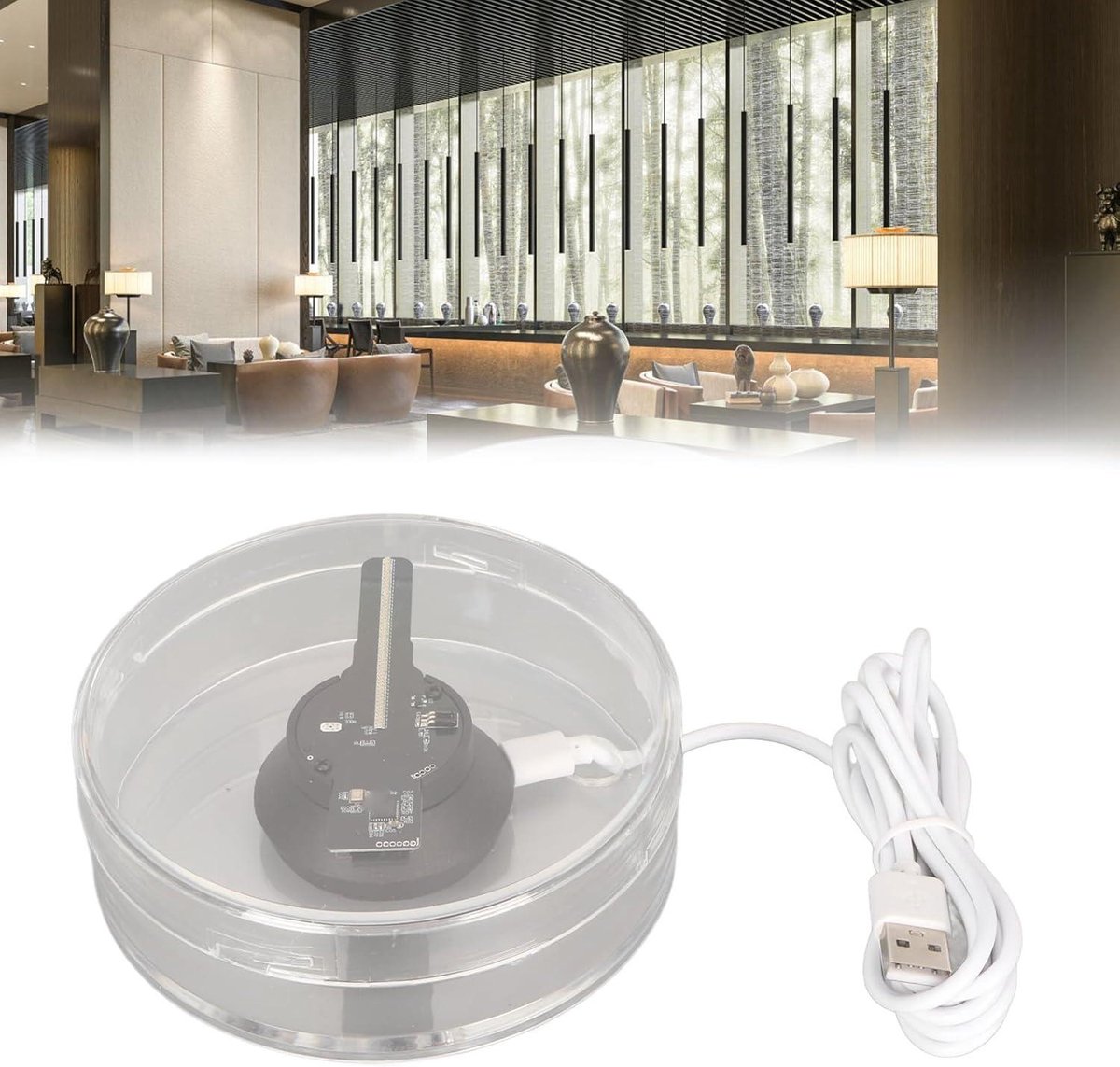 Allecto Plus - 3D hologramventilator WiFi met transparante beschermhoes en luidsprekers