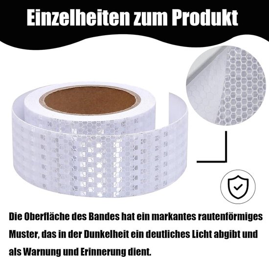 Allecto Plus Reflecterende Plakband 5 Cm X 10 M Wit Zelfklevend 