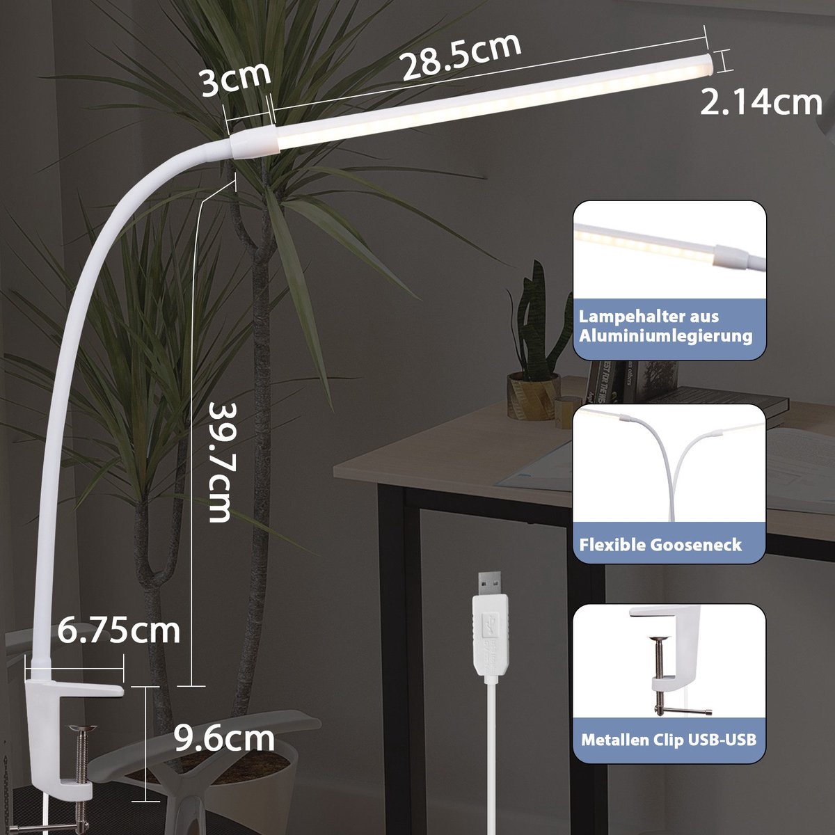 NETTLIFE Tafellamp LED - Flexibel Klemlamp met 5 Kleuren thumbnail 7