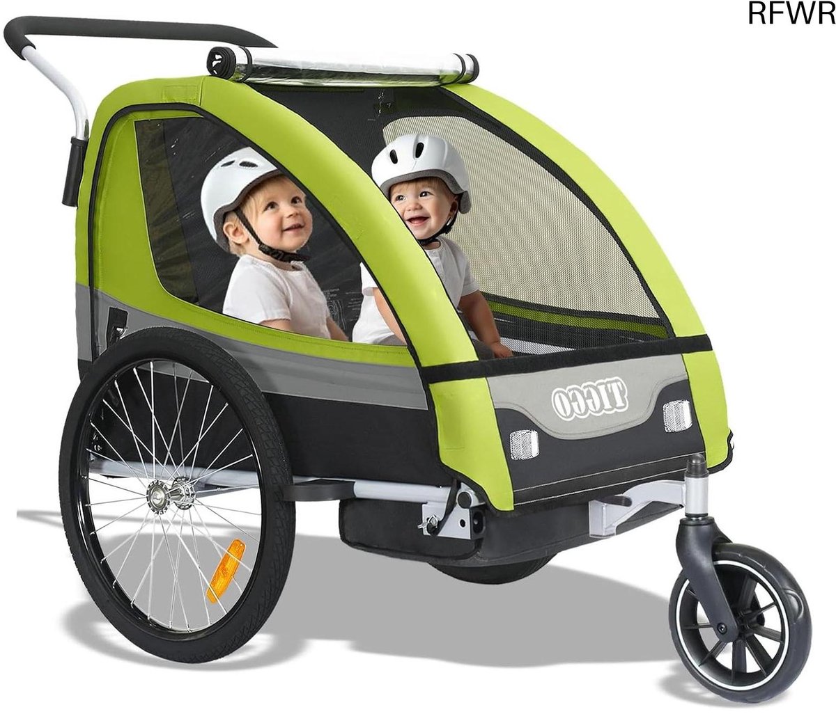 RFWR® Fietskar en Kinderwagen voor 1-2 Kinderen met Jogger Kit