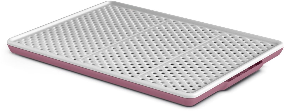 Ibenzoa® Dubbele Laag Antislip Mat voor Kattenbak met Innovatief Zeefontwerp, 46 cm x 36 cm x 3 cm, Roze