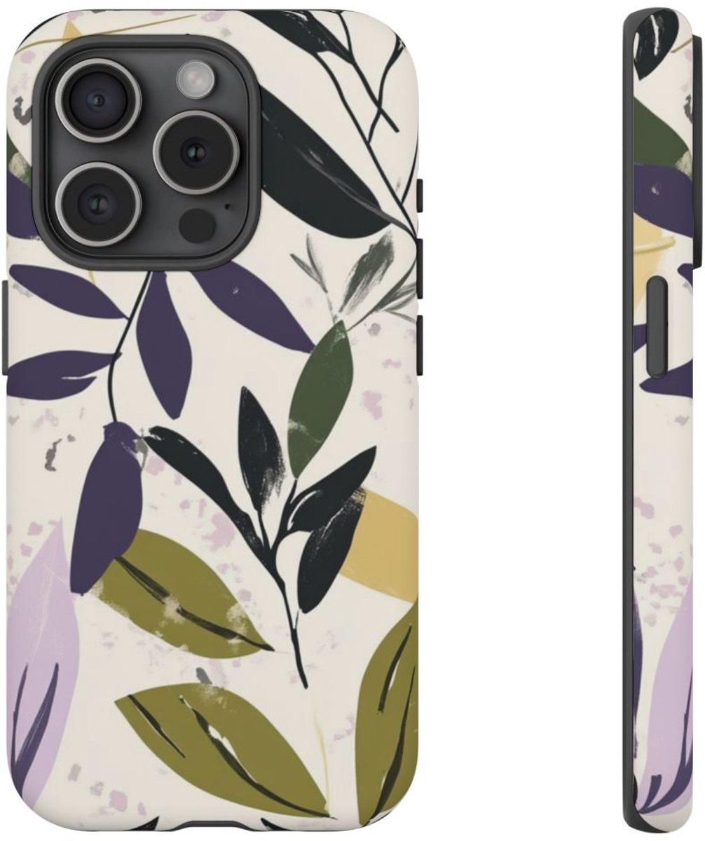 Gestileerd Botanisch Bladerenpatroon – Telefoonhoesje Geschikt voor iPhone 15 Pro