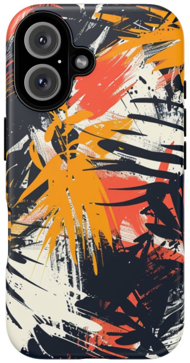Abstracte Tropische Penseelstreken – Telefoonhoesje Geschikt voor iPhone 16