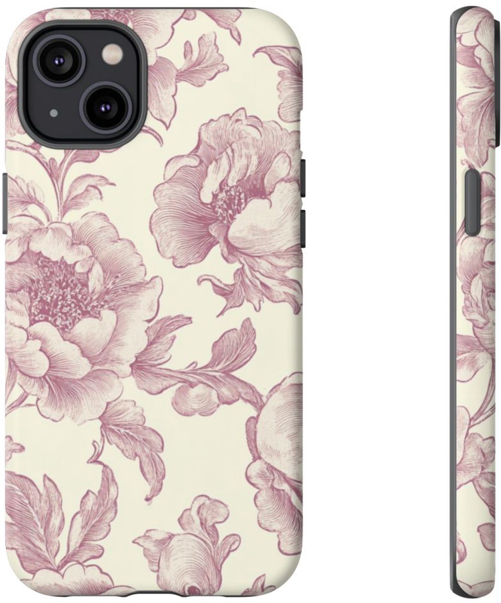 Elegante Victoriaanse Bloemenprint – Telefoonhoesje Geschikt voor iPhone 14 Plus