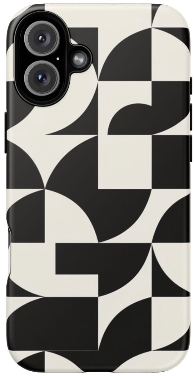 Zwart-Wit Geometrisch Abstract Patroon – Telefoonhoesje Geschikt voor iPhone 16 Plus