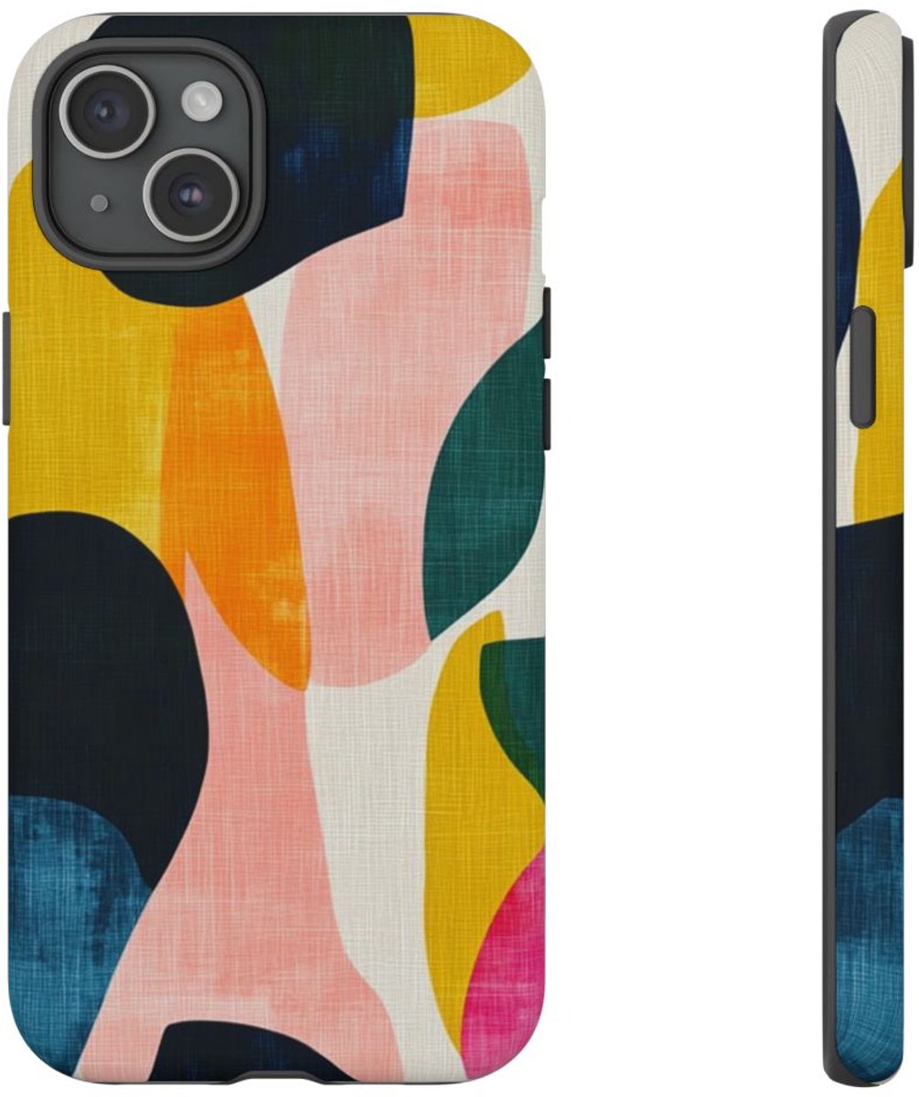 Abstracte Kleurrijke Vormenpatroon – Telefoonhoesje Geschikt voor iPhone 15 Plus