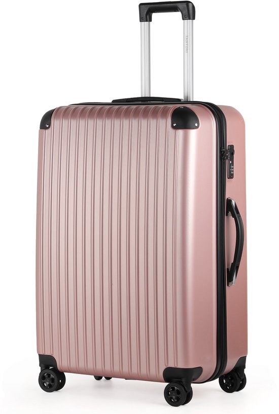 TAN.TOMI 28-inch Grote Reiskoffer - Cijferslot - 49x30x74 cm - 98L - Lichtgewicht, Waterdicht & Duurzaam - Roségoud