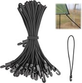 Lot de 16 tendeurs de bâche Spanfix 26 cm avec Crochet, Zwart – Multifonctions pour le camping et la piscine